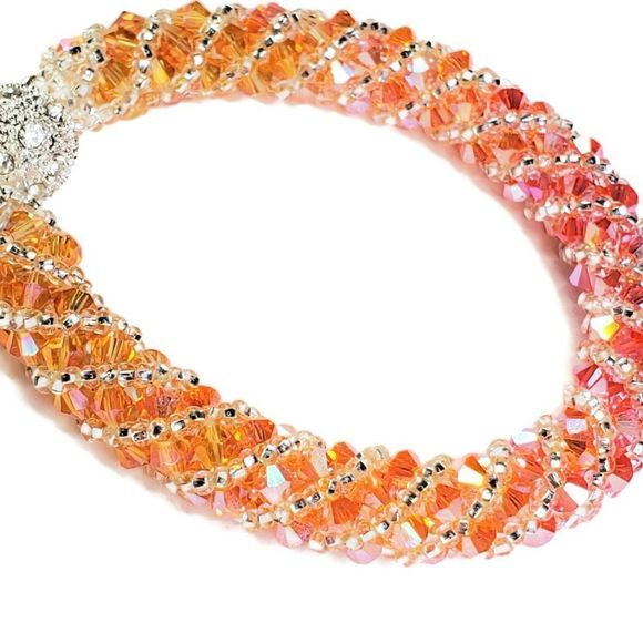 Orange Peach Bracelet Preciosa Crystal Russian Spiral Bracelet Bracelet - Picture 12 of 13